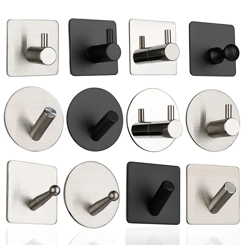 Self Adhesive Wall Hook Stainless Steel Towel Robe Hanger Hook