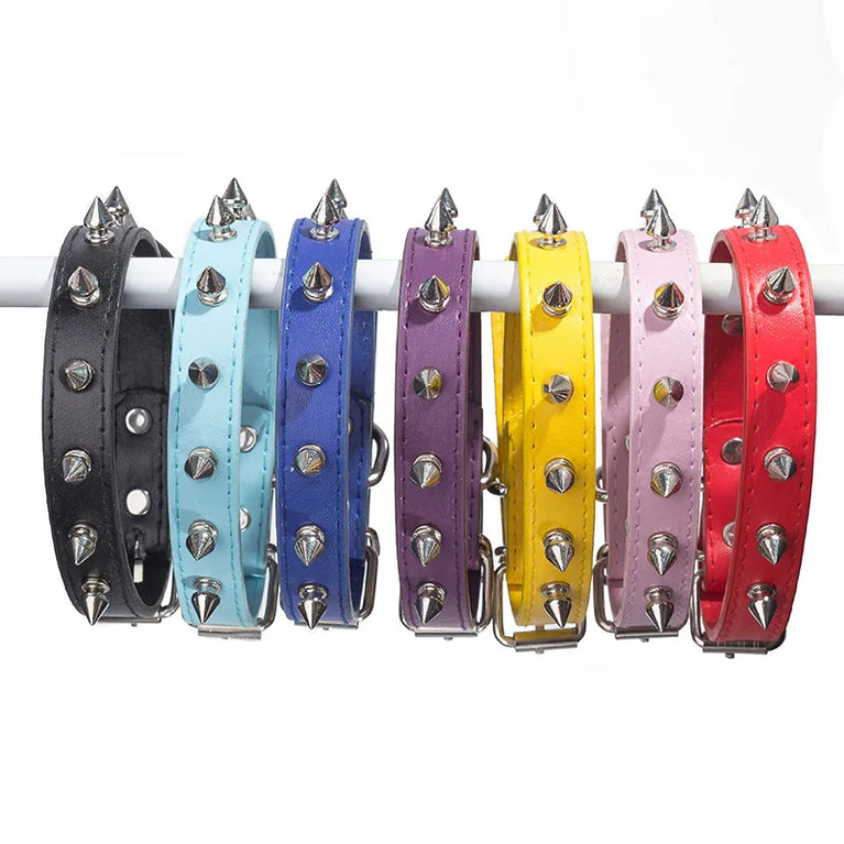 Harp Spiked Studded DogCollars PU Small Medium Large NeckStrap