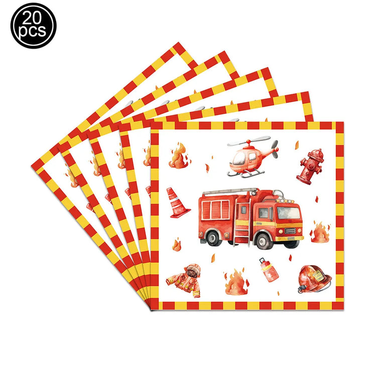 Firetruck Birthday Party Supplies Fire Truck Theme Disposable Tableware Set