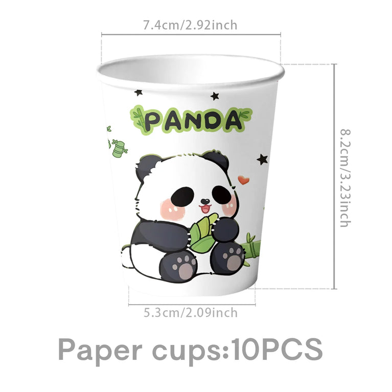 Panda Birthday Party Disposable Tableware Set Plates Cups Napkins Banner Decor