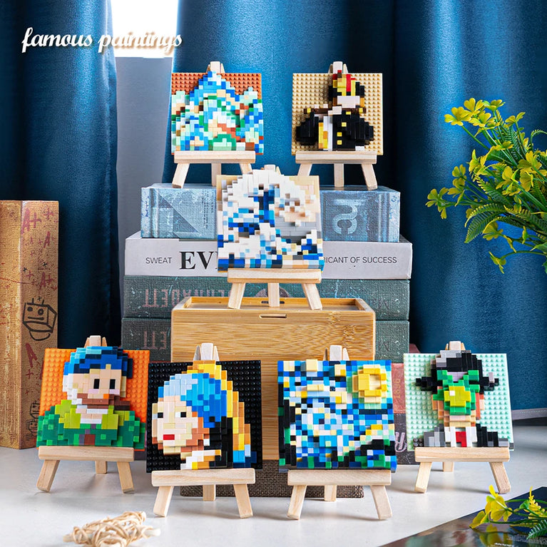 Famous Painting Diamond Building Blocks | 3D Micro-Brick Art with Display Easel