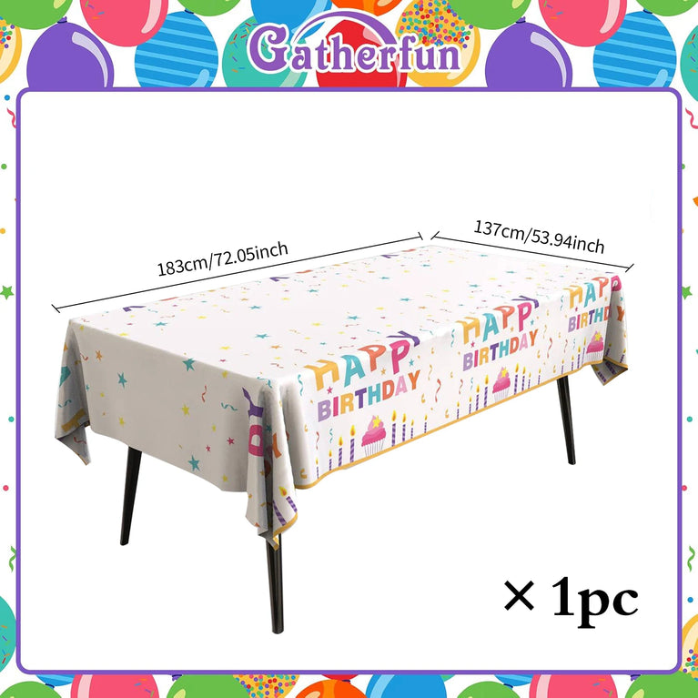 Happy Birthday Waterproof Balloon Print Party Tablecloth Cover