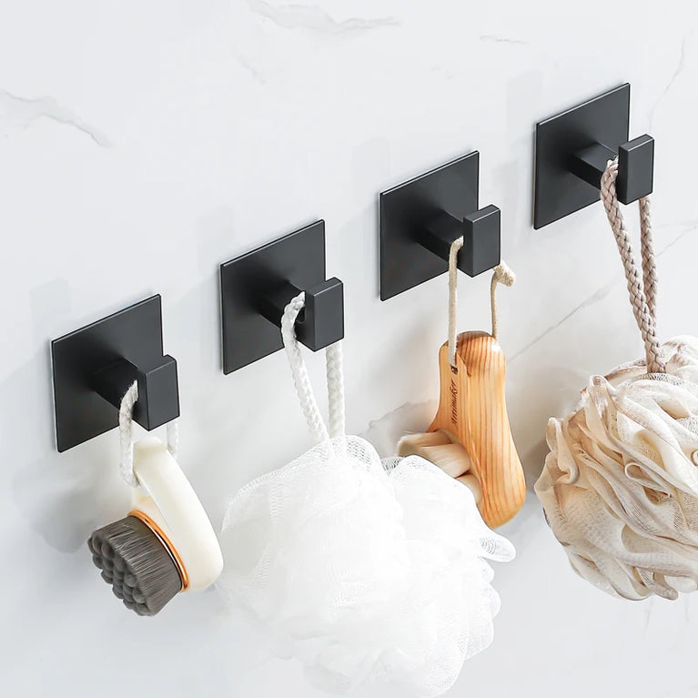 Black Self-Adhesive Wall Hooks For Hanging Keys Clothes Hanger Door Metal Robe Hook Coat Rack Towel Holder Bathroom Accessories