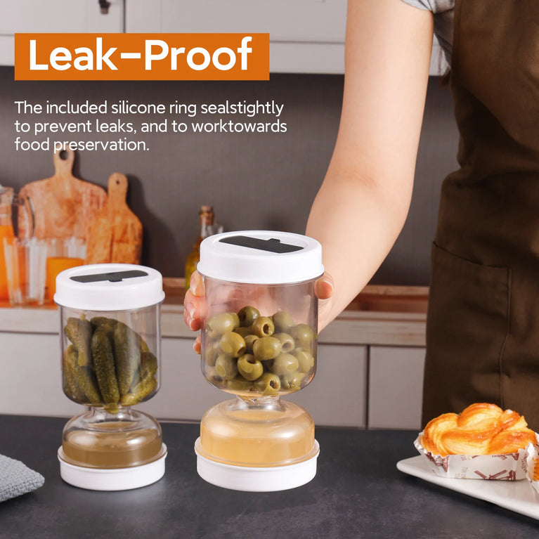 Pickles Jar With Forks Dry Wet Dispenser Olives Hourglass Cucumber Kitchen Container Separator Tool