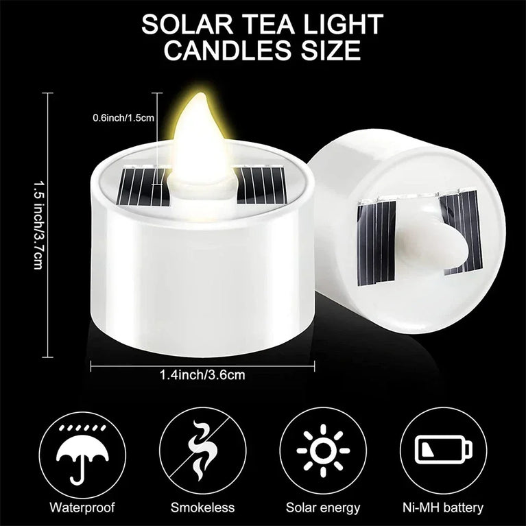 Solar LED Flameless Tea Lights | 10-Piece Waterproof Outdoor Rechargeable Candles