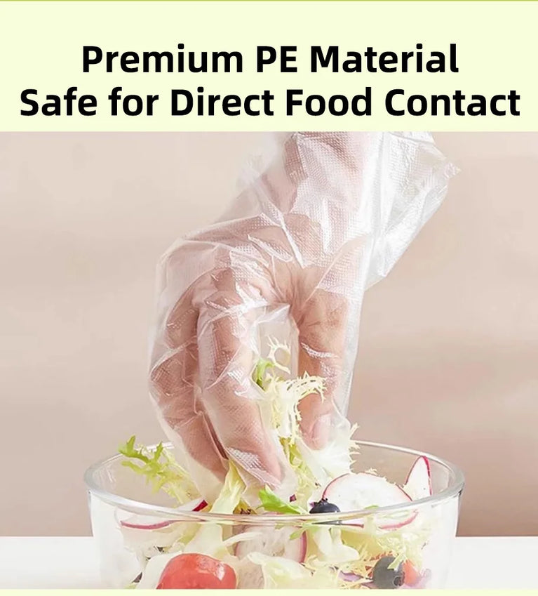 50/200Pcs Disposable PE Gloves Food Grade Transparent Plastic Gloves
