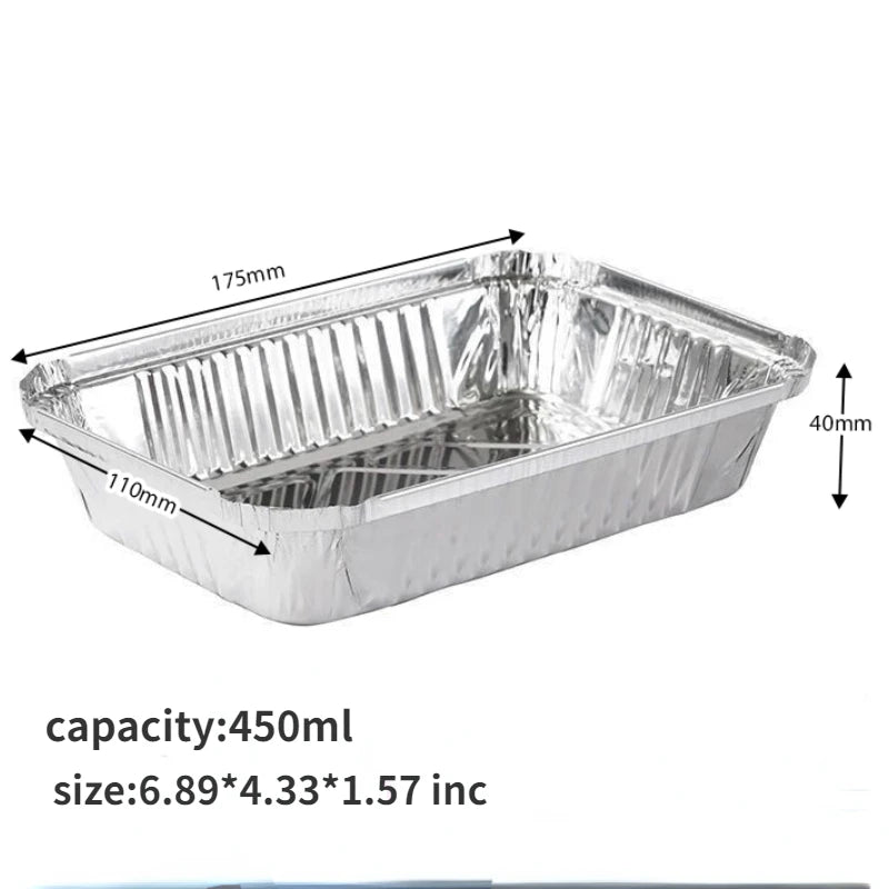 20Pcs Aluminum Foil Trays With Lids 450ml Disposable Food Grade Baking Pans For Air Fryer Oven