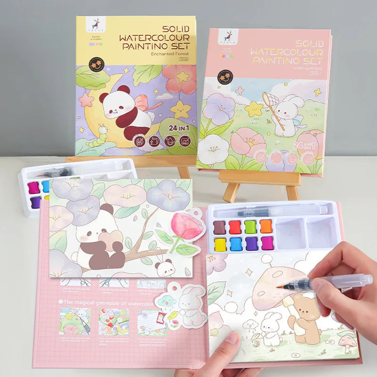 Creative Watercolor Cubes Art Set | Reusable Educational Painting Kit for Kids