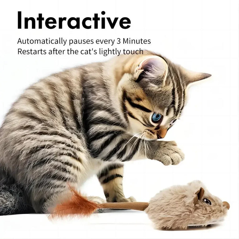 Rechargeable Motion Mouse Cat Toy Automatic Tail Wagging Interactive Sound Moving Pet Toy
