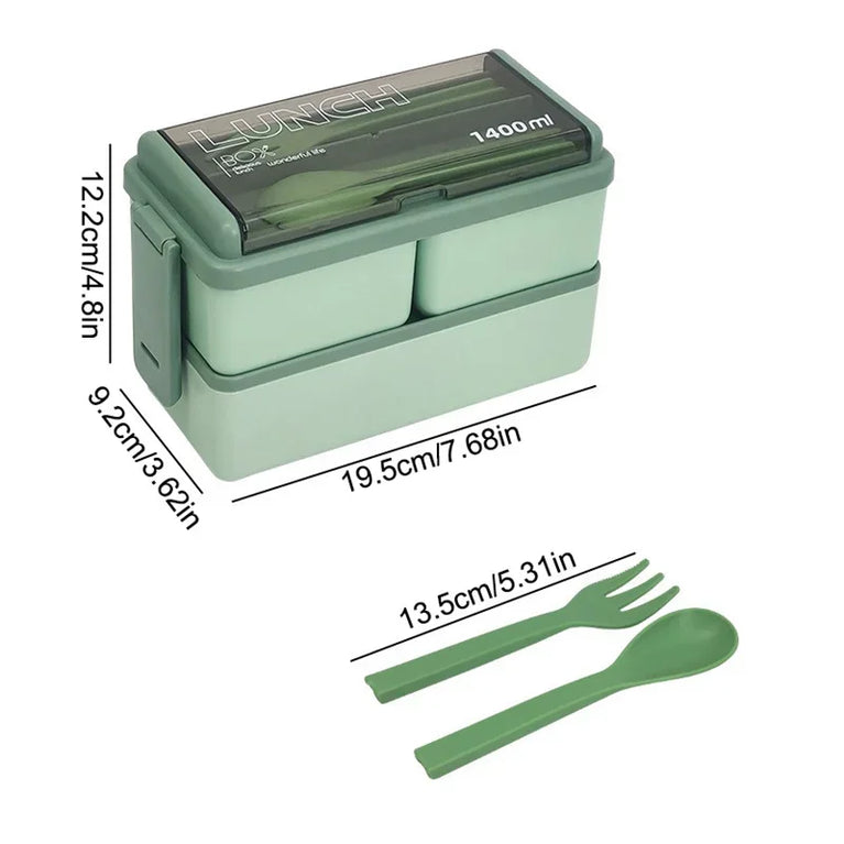 Portable Leakproof Microwave Lunch Box 700/1400ML with Spoon Bento Container