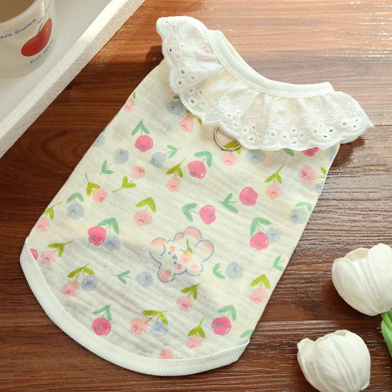 Large Dog Cotton Cooling Vest | Cute Cartoon Summer Shirt