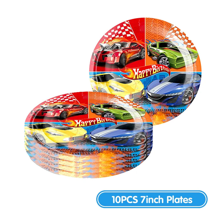 Happy Birthday Wheels Racing Car Party Disposable Tableware Set for Kids Celebration