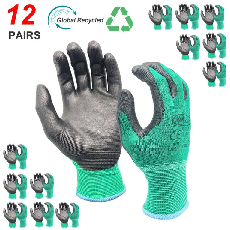PU Coated Nylon Gardening Gloves Breathable Safety Work Gloves
