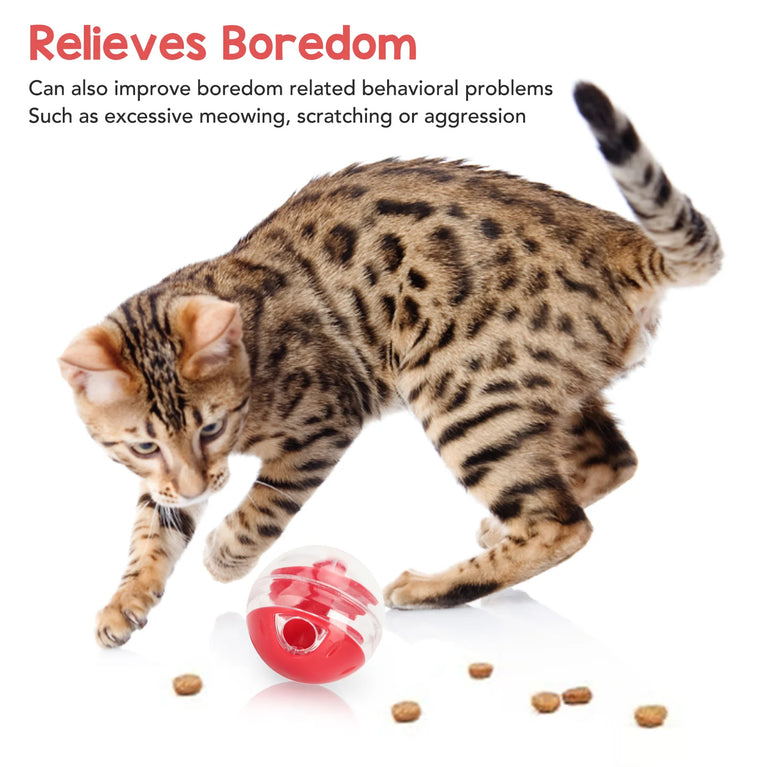 Interactive Cat Treat Dispensing Ball Slow Feeder Puzzle Toy Fun