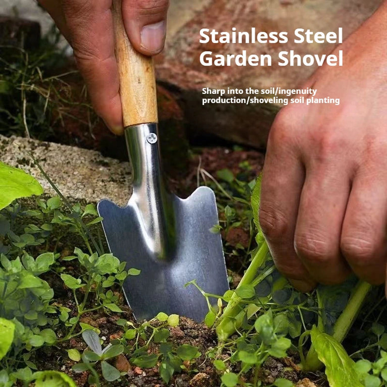 Stainless Steel Garden Shovel Hand Tool Digging Spade Flower Planting Tool