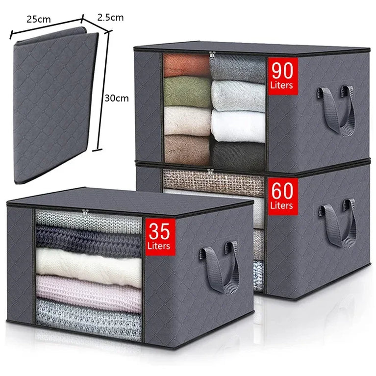 Large Capacity Foldable Storage Bag | 3D Wardrobe Organizer for Blankets & Clothing