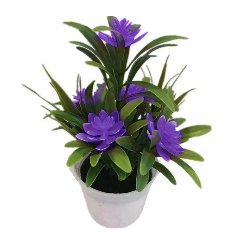 5-Head Miniature Lotus Simulation Bonsai | Creative Desktop Floral Decoration