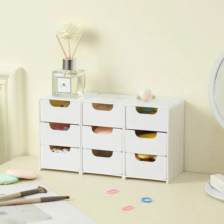 Chic 3-Tier Desk Organizer with Drawers Storage Divider Box