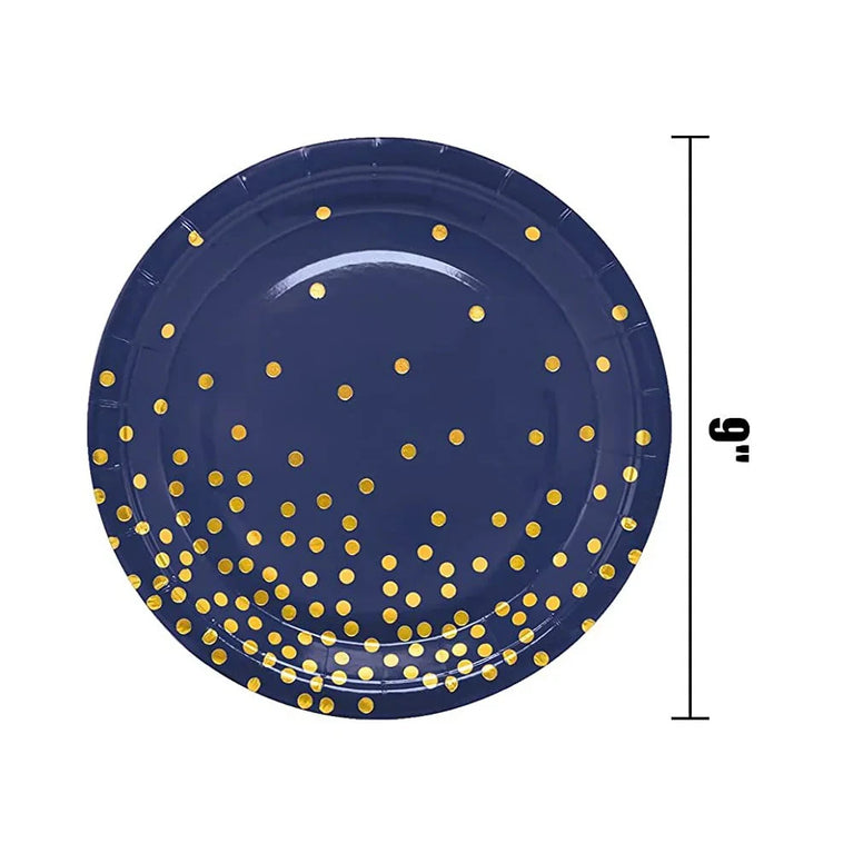 Navy Blue Gold Disposable Tableware Set for Wedding Party Use