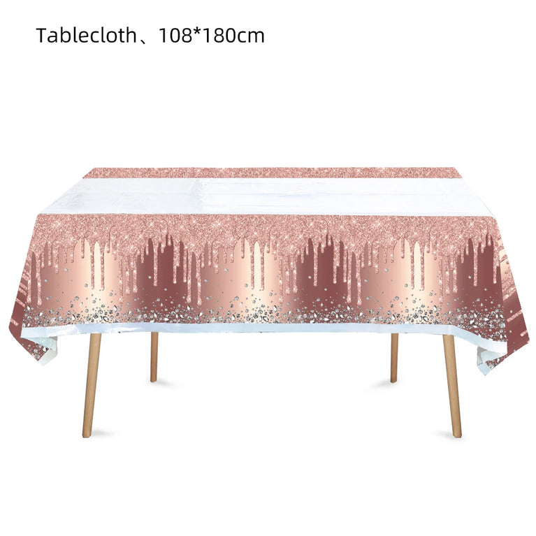 Rose Gold Theme Party Disposable Tableware Set Wedding Birthday Decor