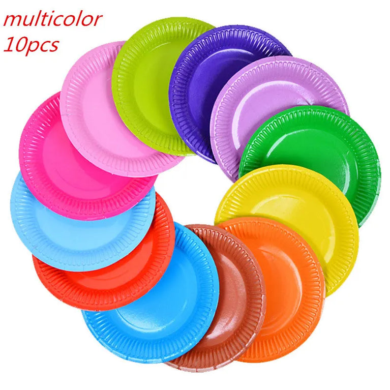 Solid Color Disposable Tableware Set Plates Cups Party Wedding Decoration Kit