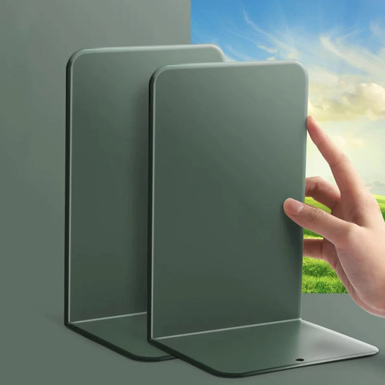 Simple Metal Bookends | 2-Piece Heavy-Duty Non-Slip Desktop Organiser