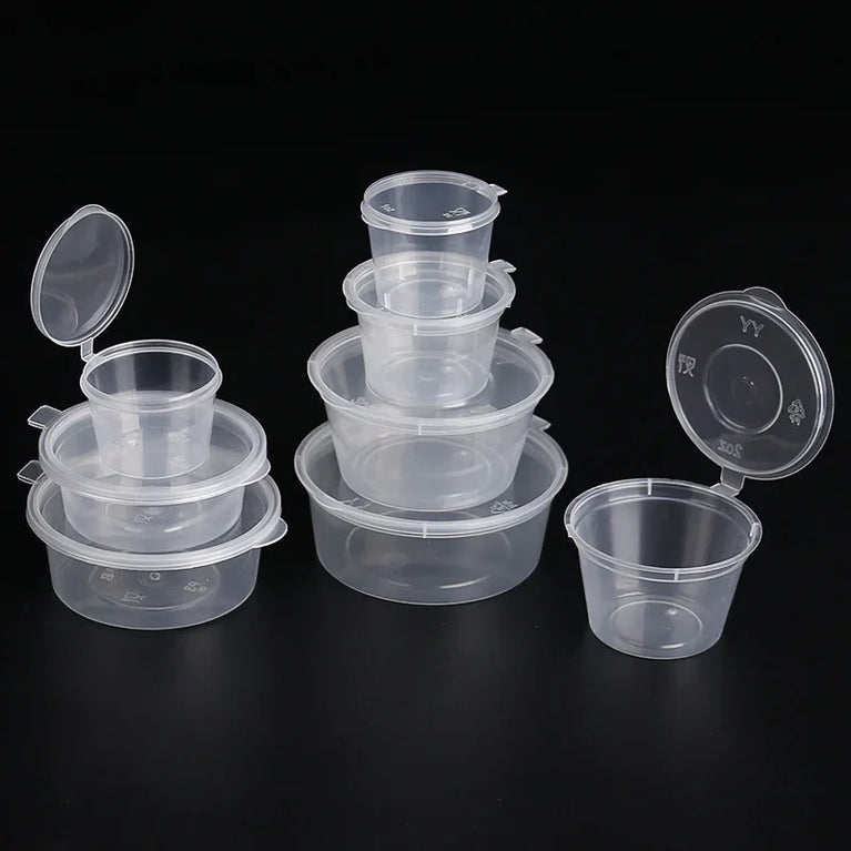 100pcs Disposable Sauce Takeaway Packaging Box Round Sealed Containers With Lid for Chili Oil