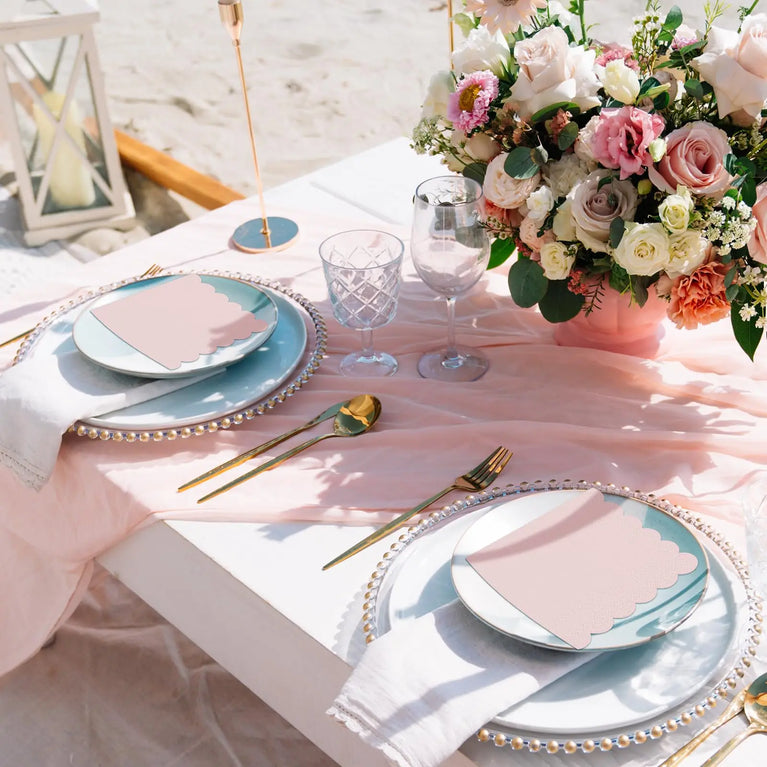 50PCS COCKTAIL SCALLOPED EDGE DISPOSABLE PAPER NAPKINS 5X5 INCH DINNER WEDDING PARTY