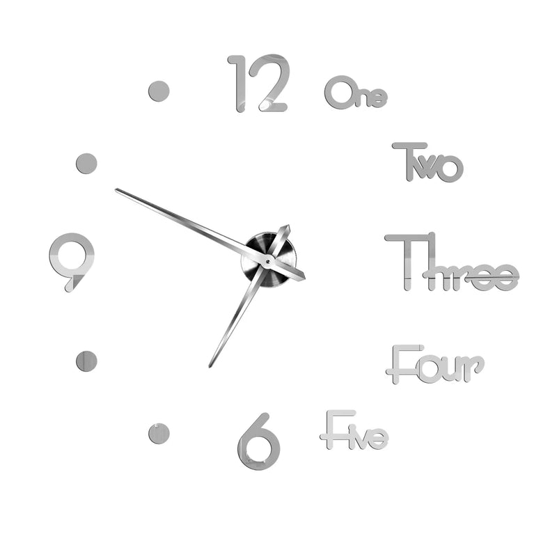 3D DIY Large Wall Clock | Modern Acrylic Mirror Surface Home Décor