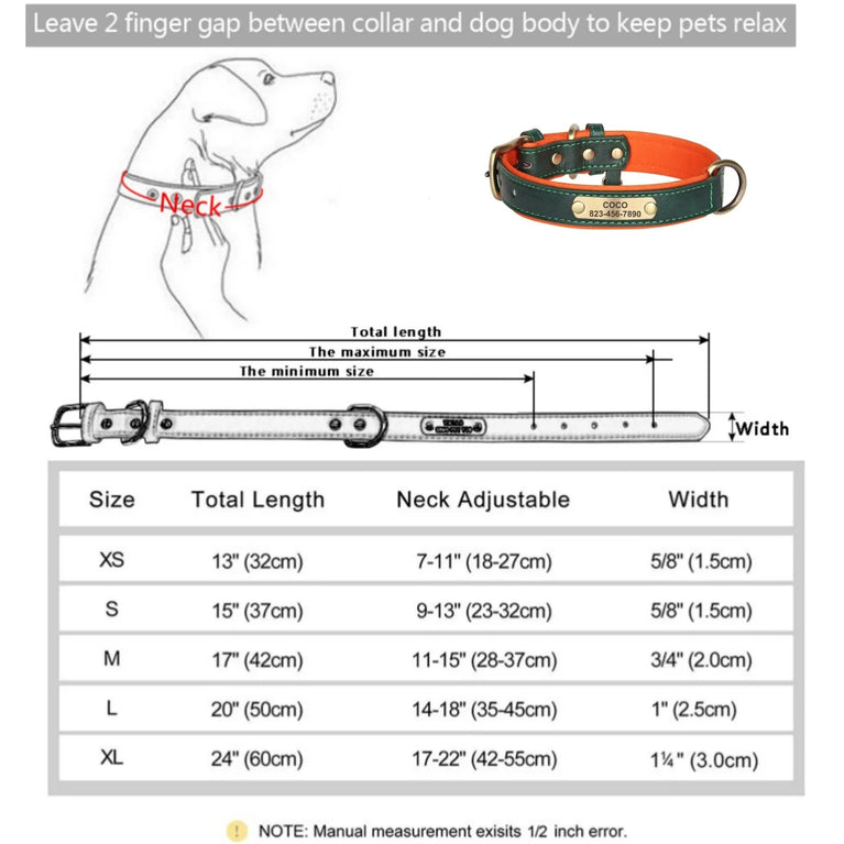 Personalized Leather Dog Collar | Padded ID Nameplate Collar