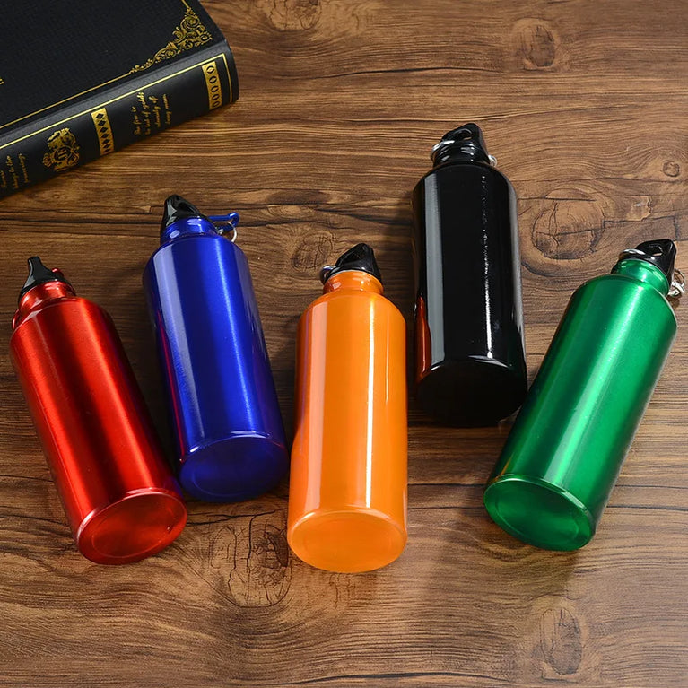 500ml Aluminum Sports Mountaineering Water Bottle Lightweight Hook Lid Outdoor Climbing Flask Kettle