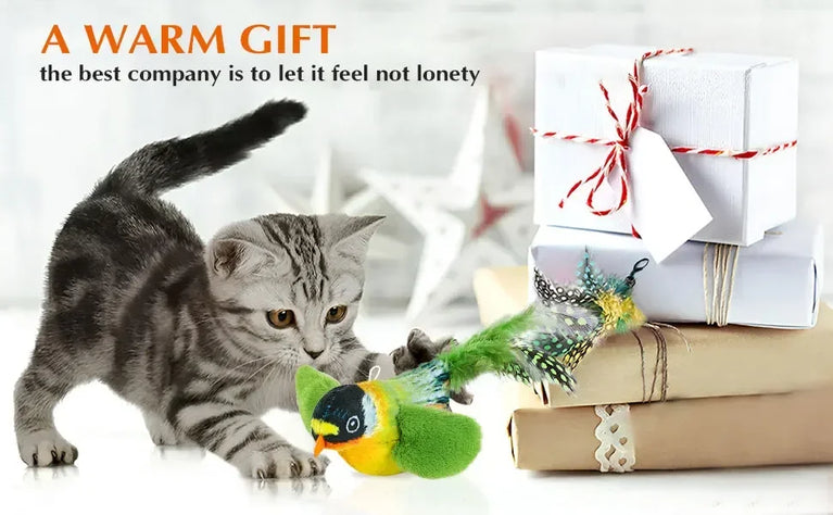 Interactive Bird Cat Toy with Chirping Sound & Self Play Fun