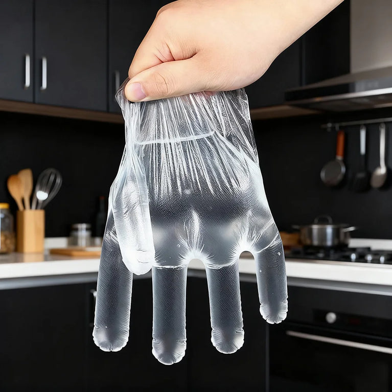 50/200Pcs Disposable PE Gloves Food Grade Transparent Plastic Gloves