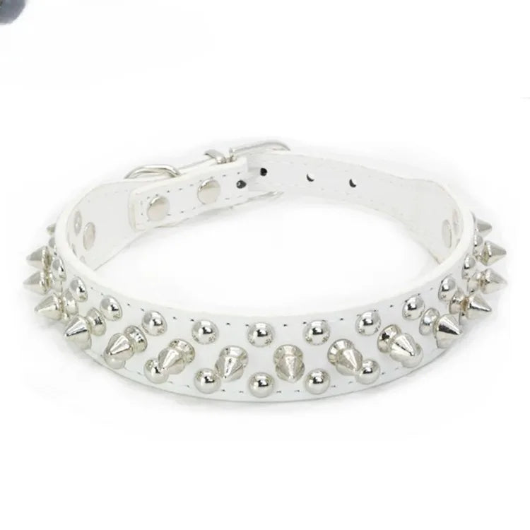 Adjustable Leather Dog Collar Punk Rivet Spiked Neck Strap