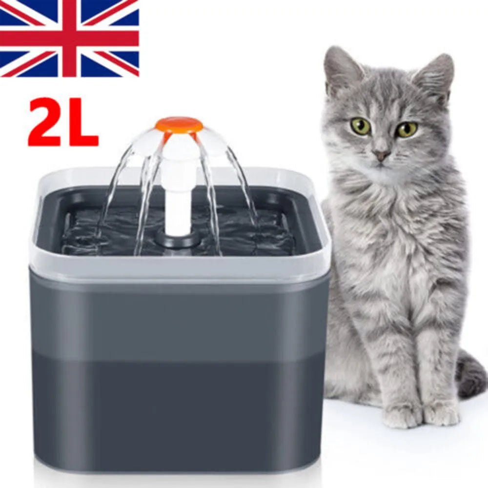 2L Cat Water Fountain LED Filter Pet Drinking Dispenser Bowl