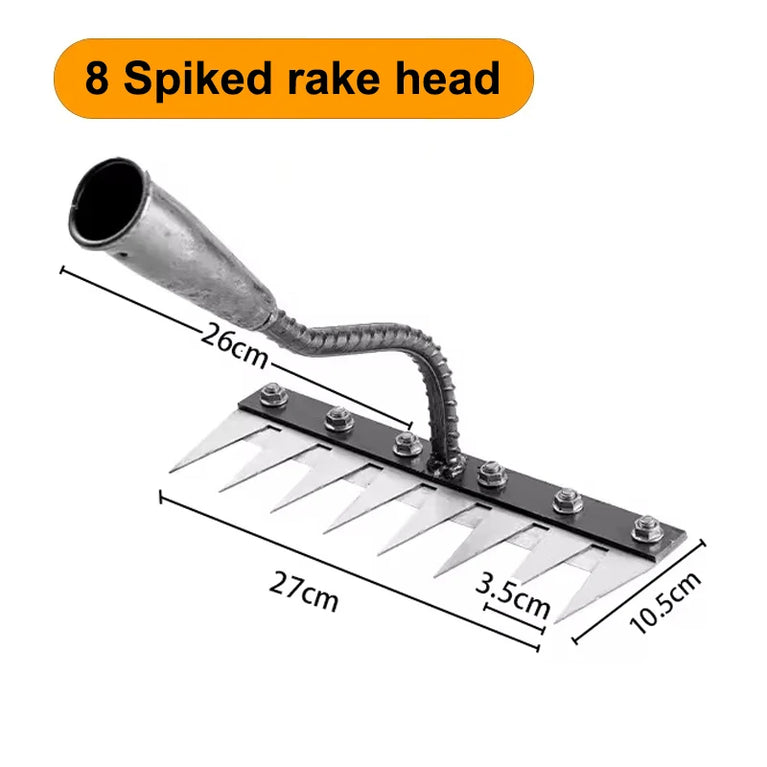 5-8 Teeth Iron Garden Weeding Hoe Rake Soil Loosening Farm Tool