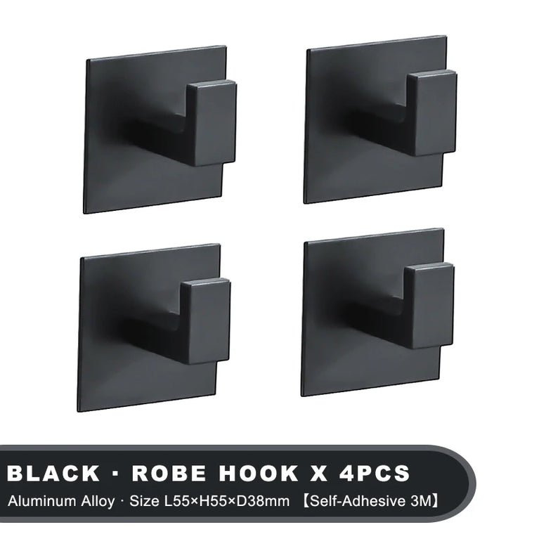 Black Self-Adhesive Wall Hooks For Hanging Keys Clothes Hanger Door Metal Robe Hook Coat Rack Towel Holder Bathroom Accessories