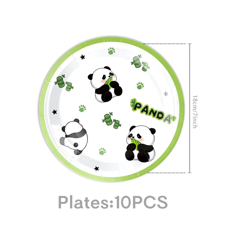 Panda Birthday Party Disposable Tableware Set Plates Cups Napkins Banner Decor