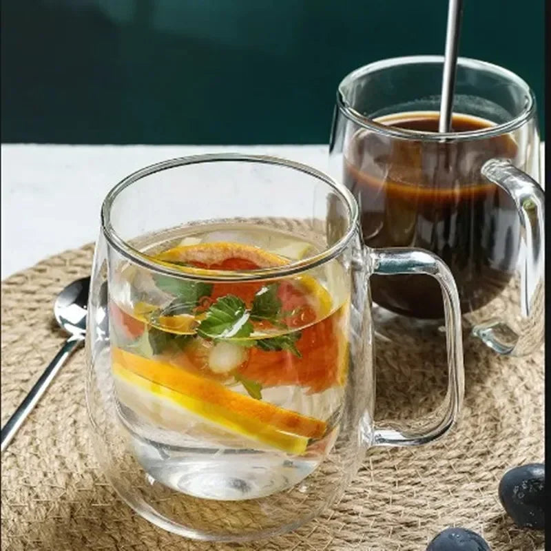 Double-Wall Borosilicate Glass Cup | Heat-Resistant Insulated Drinkware