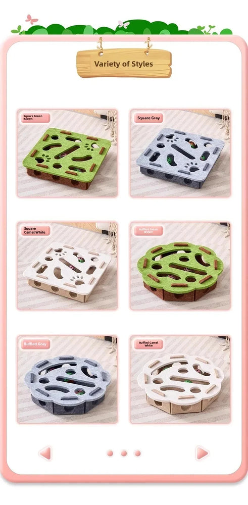 Cat Puzzle Toy Felt Box with Ball Indoor Interactive Cat Toy Fun