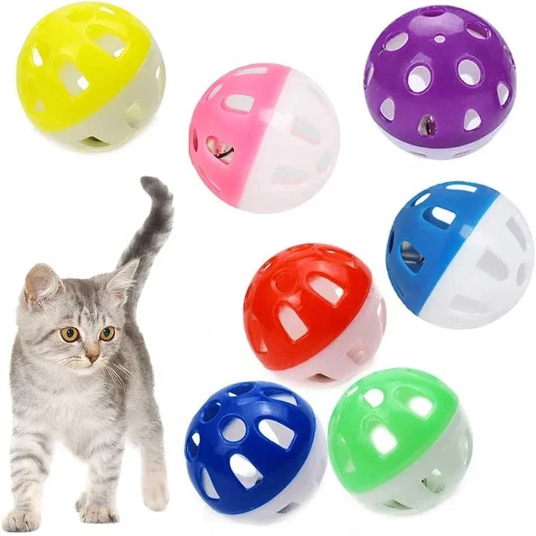 Cat Interactive Jingle Ball Plastic Cat Toys with Bell Chase Play Pet Toy Set