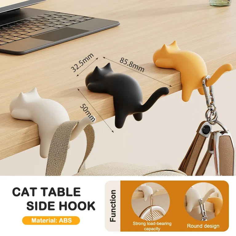 Cute Cat Bag Hook Portable Table Hanger Desk Organiser Holder Stand