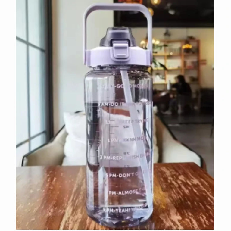 2L Portable Large Capacity Straw Water Bottle Fitness Sports