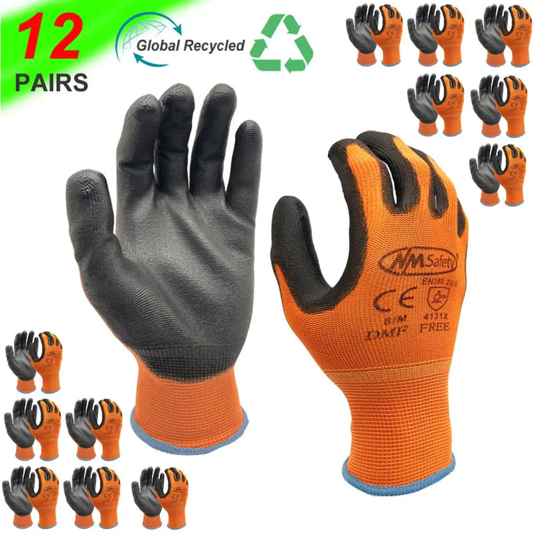 PU Coated Nylon Gardening Gloves Breathable Safety Work Gloves