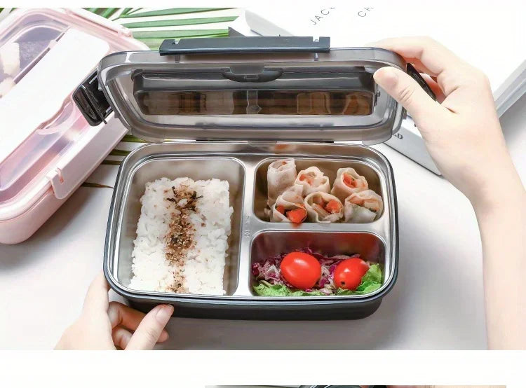 Leak Proof Stainless Steel Lunch Box 3/4 Compartment Bento Container