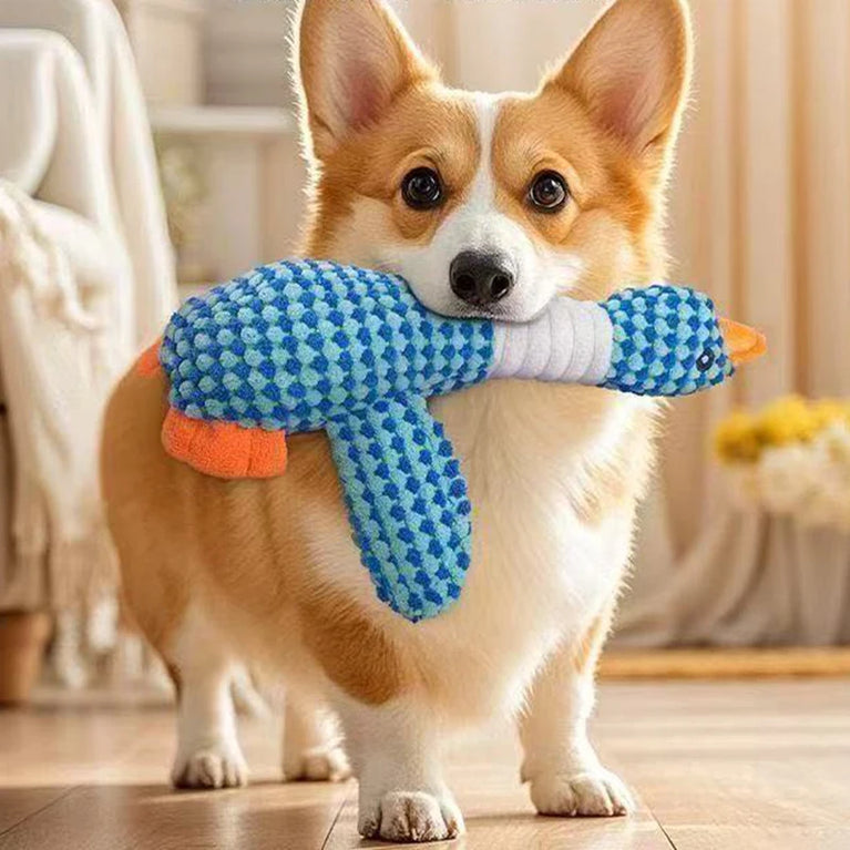 Funny Duck Plush Squeaky Dog Toy for Training and Chewing Fun