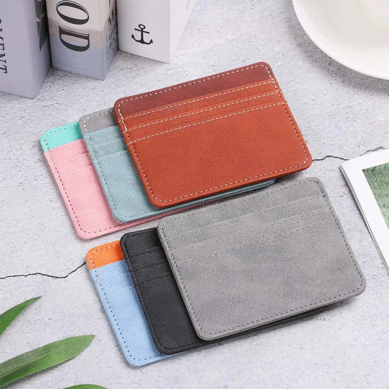 Fashion PU Leather Card Holder | Compact Coin Purse & ID Wallet with Keychain