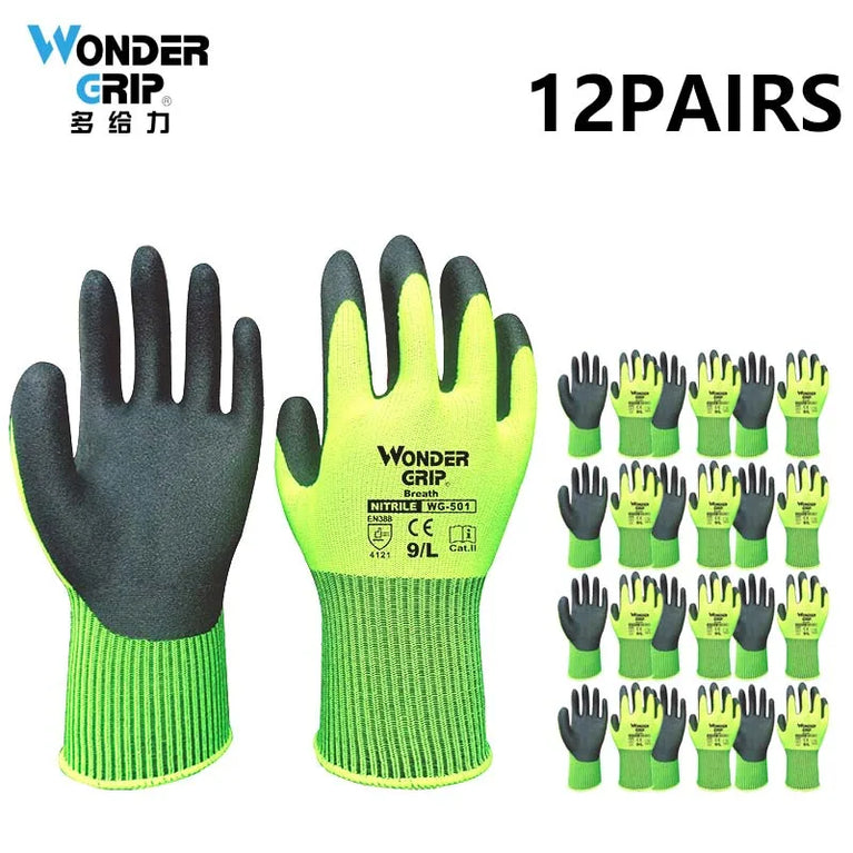 Breathable Nitrile Coated Gardening Gloves Cut Resistant Grip Fit
