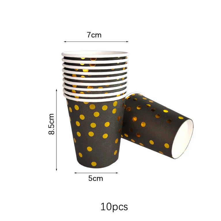 Black Gold Birthday Disposable Tableware Set Party Wedding Decoration Kit