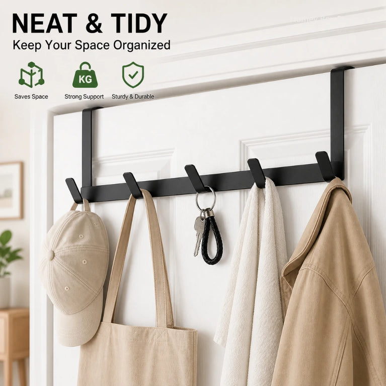 1/3pcs No Drill Over The Door Hooks Wrought Iron Hanger Rack Multipurpose Organizer for Hats Bags Clothes Bathroom Home Storage